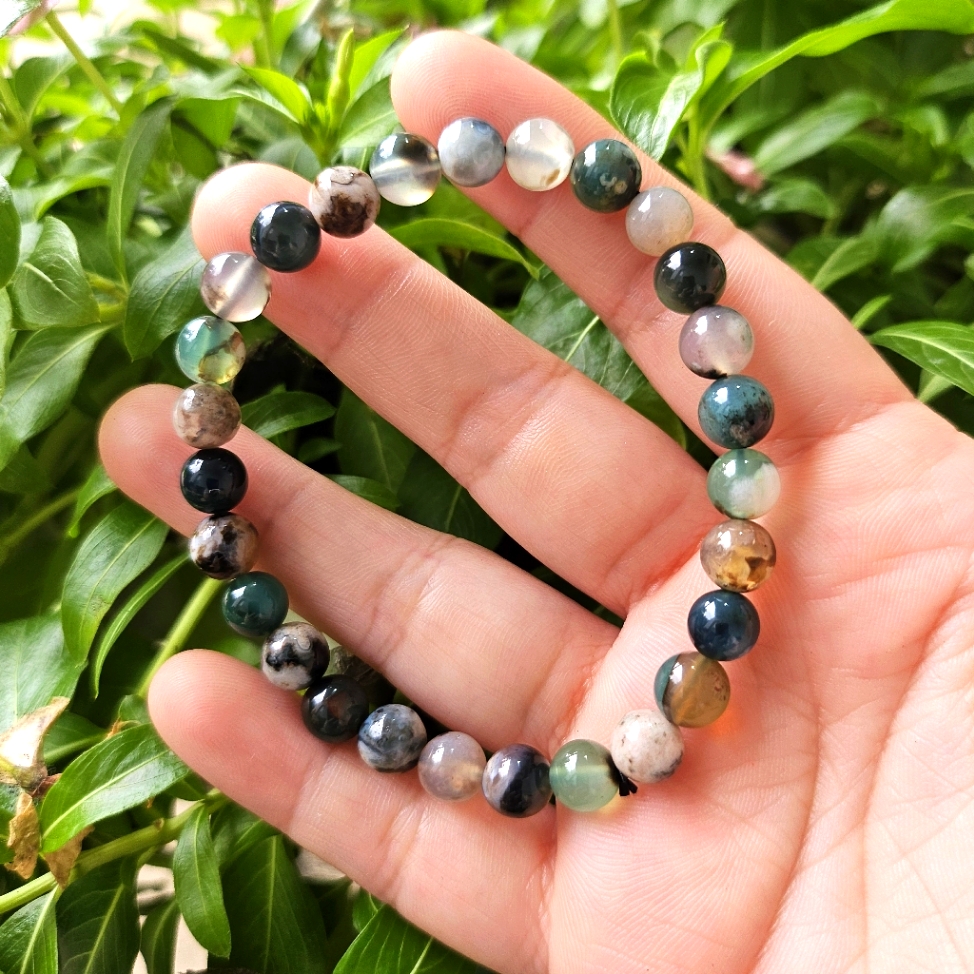 7mm Flower Agate Bracelet